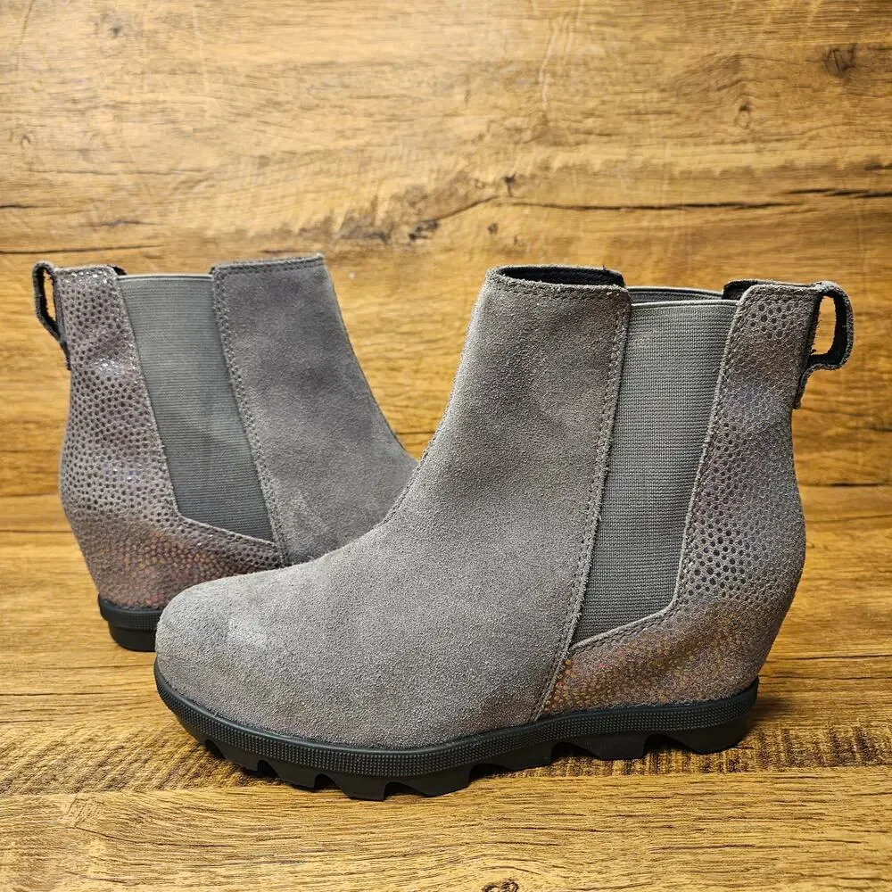 Sorel Evie Grey Wedge Ankle Bootie Slip on Bootie boot size 3 Youth